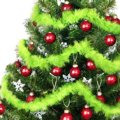 3 Pcs 20 Ft Christmas Garland for Tree,Faux Feather Christmas Tree Garland,Lime Green Garlands for Tree Stairs Mantle Railing Indoor Outdoor Xmas Decorations