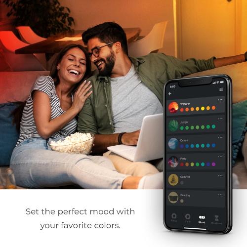 GLOBE Electric 35847 Wi-Fi Smart 7W (60W Equivalent) Spiral Filament Multicolor Changing RGB Tunable White Clear LED Light Bulb, No Hub Required, Voice Activated, 2000K - 5000K, ST19 Shape, E26 Base