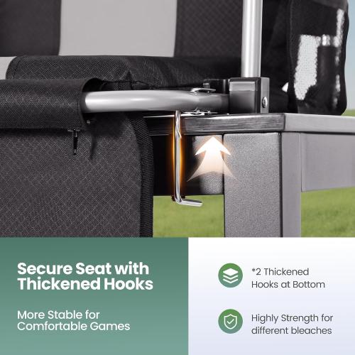 HIGH POINT SPORTS Foldable Stadium Seat Portable Folding Stadium Chairs Padded Bleacher Seat Cushion Bleacher Chair with Armrest and Cup Holder