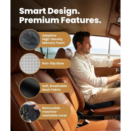 Everlasting Comfort Doctor Recommended Memory Foam Seat Cushion for Office Chairs & Car - Ergonomic Office Desk Accessories - Cushions for Tailbone Pain Relief, Sciatica (Black, Large)