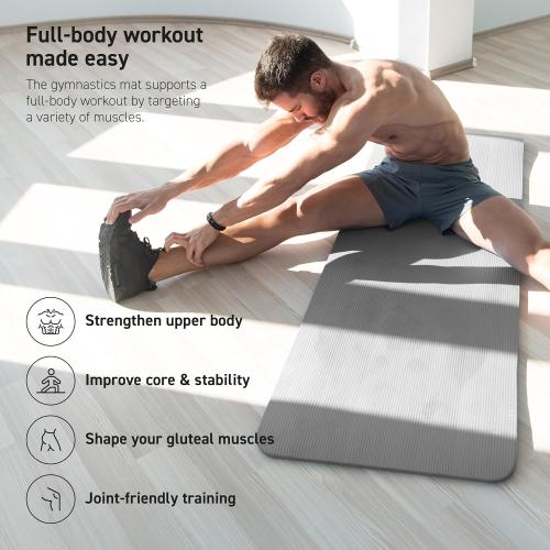 Yoga Mat Premium Non Slip Thick – Extra Comfortable Exercise Mat for Home Workouts, Pilates, Stretching & Gym – Cushioned NBR Foam, Gym Mat with Strap, for Women & Men