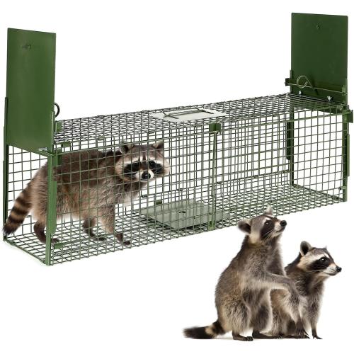 40” 2 Door Live Animal Trap, Easy Set and Release Animal Trap, Live Animal Trap Cage for catching Stray Cats, Raccoons, Squirrels, Rabbits, Moles, Groundhogs, Armadillos up to 17.6 lbs