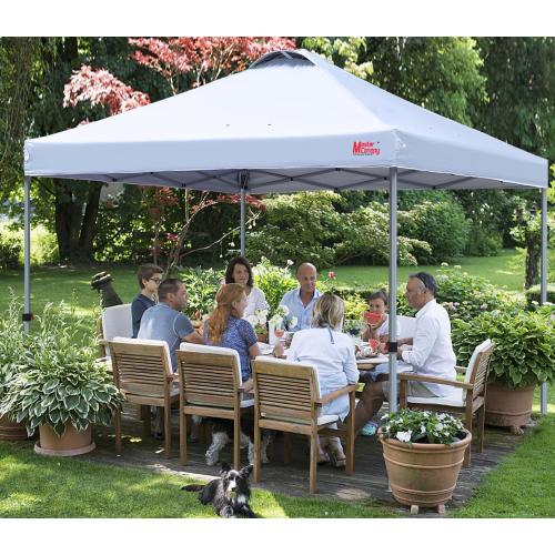 Grey & Red 10x10 MASTERCANOPY Durable Pop-up Canopy Tent with Roller Bag (10x10, White)