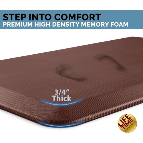 ComfiLife Anti Fatigue Floor Mat – 3/4 Inch Thick Kitchen Mats for Floor, Standing Desk Mat, Kitchen Rug – Comfort at Home, Office – Durable – Stain Resistant – Non-Slip Bottom (24 x 70, Brown)