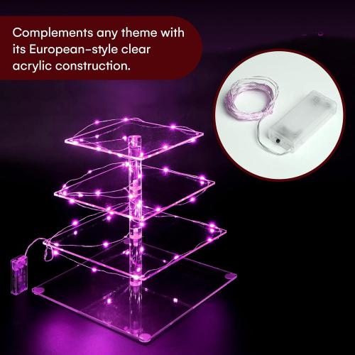 Vdomus Cupcake Stand Pro-Version - Purple 4-Tier Cupcake Tower - European Style Cake Display - Holds up to 52 Cupcakes - Elegant Dessert Display - Ideal for Parties, Weddings, and Events - 12.4x11.8