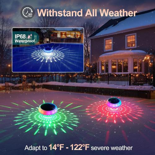 Askyli Floating Pool Lights Solar with Remote, 7.6 Inch RGB Up and Down Color Changing Solar Pool Lights That Float with Dynamic Lighting Effects, Floating Light for Pools, Party, Decor(2)
