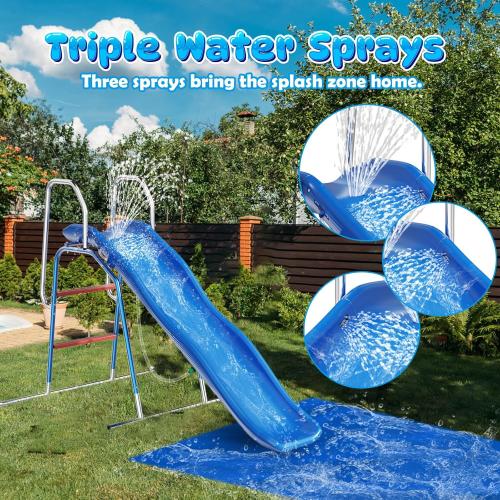 Water Slide for Kids Backyard, Outdoor Waterslide with 3-Zone Spray Sprinkler and Ground Tarp, Summer Water Slip and Slide Game Toy for Backyard Water Fun Activities Play