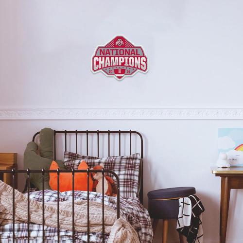 Rico Industries NCAA Ohio State Buckeyes 2025 National College Football Champions Shape Cut Pennant - Home and Living Room Décor - Soft Felt EZ to Hang