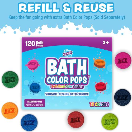 Tub Works® Bath Color Brush™ Kids Bath Bomb Set | Nontoxic & Fragrance-Free | Use Brush to Paint Water with Vibrant, Fizzing Colors | Fun BathBombs for Kids Bath | Creative Bathtub Toys for Toddlers
