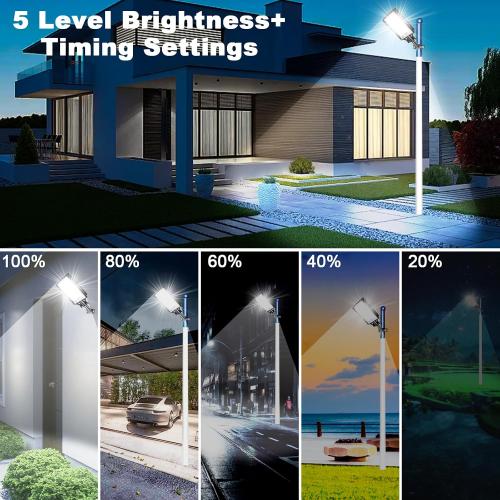 Eleganted CHX-2000W Solar Street Lights Outdoor, 6500K Solar Parking Lot Light, IP66 Waterproof Dusk to Dawn 100000LM Security Flood Lights with Remote Control for Yard, Garden, Outside, Garage