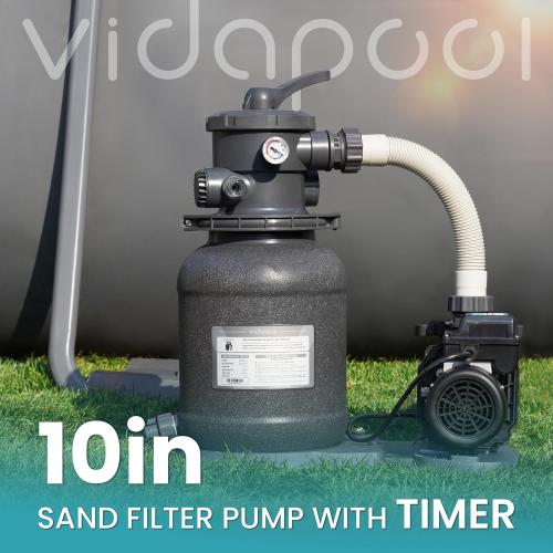 10in Sand Filter Pump for Above Ground Pool with Timer, 1/2 HP 2500 GPH Pool Pumps Above Ground for Pools up to 11,000 Gallons, Pool Sand Filter with 6-Way Valve, Efficient Filtration
