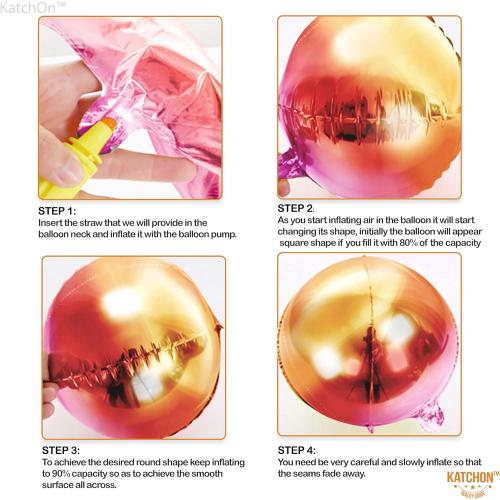 KatchOn, Orange Mylar Balloons - Large 22 Inch,  | Round 4D Orange Foil Balloons, Metallic orange Balloon for Birthday Decoration, Halloween Decorations, Basketball Party Decorations