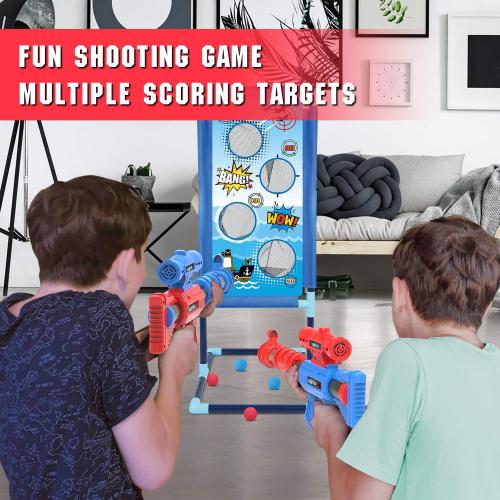 YEEBAY Shooting Game Toy for Age 6, 7, 8,9,10  Years Old Kids, Boys - 2pk Air Guns & Shooting Target & 24 Foam Balls - Ideal Gift - Compatible with Toy Guns