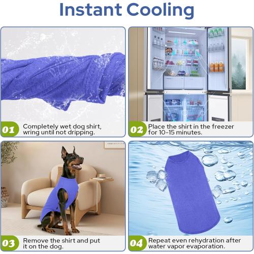 2 Pack Dog Shirts, Quick Dry Breathable Dog Clothes Pet Sleeveless Vest, Summer Stretchy Tank Top T-Shirts for Large Dogs, Deep Blue Dark Green (S)