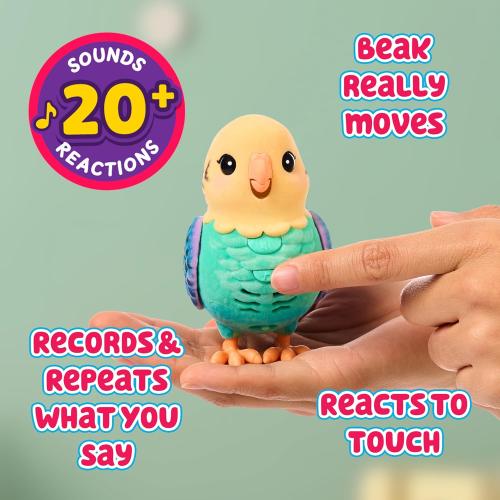 Little Live Pets My Really Real Talking Bird Toy & Cage - Indie, Interactive Voice Repeating Toy, 20  Sounds & Reactions, Talking Toys for Kids 5-7