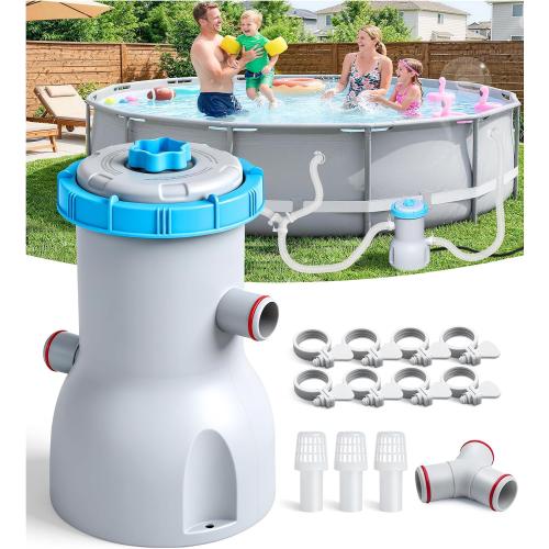 LuxBlue 800 GPH Above Ground Pool Filter Pump, Energy-Saving Pool Cartridge Filter Pump | Dual Action: Accelerate Water Flow & Capture Debris Quickly - Improve Water Clarity | Easy to Setup & Maintain