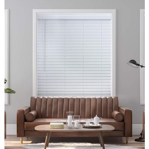 LOTUS & WINDOWARE 2 Faux Wood Blind, 59 W x 72 H, White Wood Grain Textured Finish