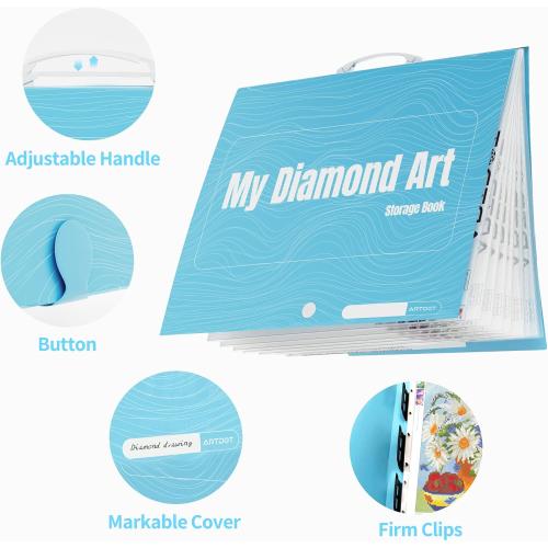 ARTDOT A1 Storage Book for Diamond Painting Kits, Diamond Art Portfolio Folder for Diamond Painting Accessories with 13 Pockets, 26 Views Protectors (34x25.4inches)