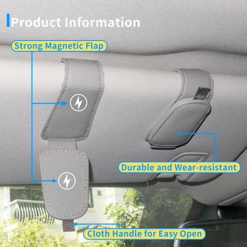Yuoyar 2 Packs Magnetic Sunglass Holder for Car Visor (Grey)