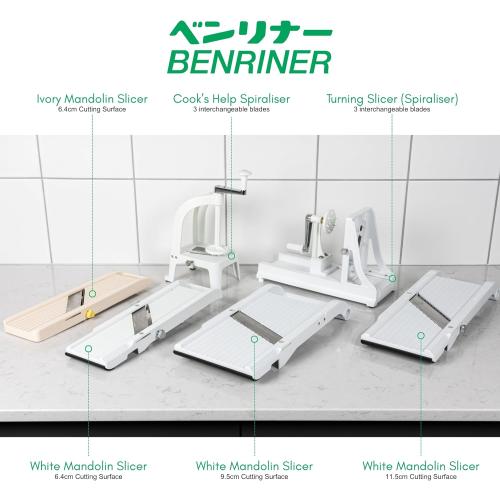 Benriner Mandoline Slicer, with 4 Japanese Stainless Steel Blades, BPA Free, New Model