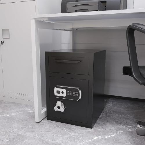 2.8 CUB Drop Safe for Business, Electronic Safe Box with Digital Combination and Anti-Fishing, Depository Safes with Fireproof Waterproof Document Bag, Security Safe for Slips Expense Office Home