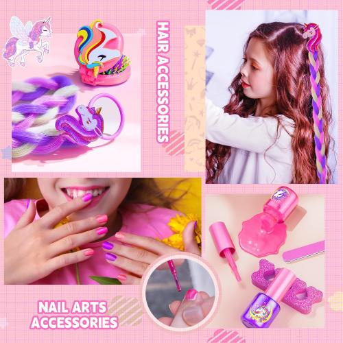 Kids Makeup Kit for Girls - Girls Makeup Kit Toys, Real Washable Cosmetic Set with Storage Case, Kids Play Makeup Set for Christmas Birthday Gift 3 4 5 6 8 10 11 12  Years Old, Pink