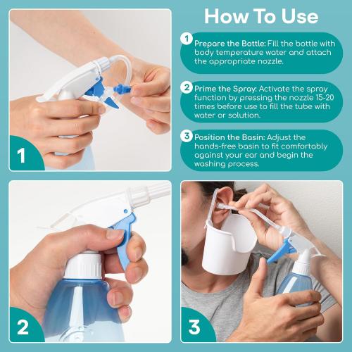 Medi Grade Ear Cleaning Kit Including Ear Cleaner Bottle, Basin with Quad-Stream tip - Earwax Removal Kit for Enhanced Hearing Clarity - Ear Wax Removal Tool for Ear Hygiene