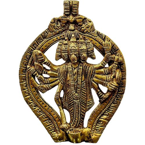 Gold eSplanade Brass Panchmukhi Hanuman Wall Hanging Anjaneya Pavan Putra Bajrangbali Maruti Idol Murti Moorti Statue - 6 Inches