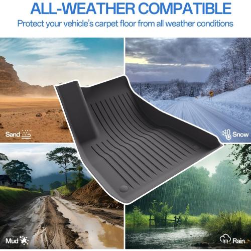 Floor Mats Fits for Tesla Model 3 2023-2018 - All Weather TPE Custom Fit Car Mats Floor Liners, Custom Fit, 3-Piece