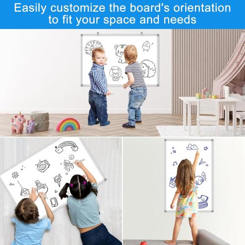 White Board Dry Erase Whiteboard for Wall 36 x 24 Aluminum Presentation Magnetic Whiteboards with Long Pen Tray, 12 Magnets, 3 Markers & 1 Eraser
