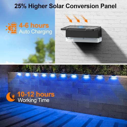 6 Pack........Ellasay Solar Fence Lights Outdoor: 8 Lighting Modes with RGB Solar Powered Deck Light - Waterproof IP65 - Wall Decor for Garden Patio Backyard Porch 2 Pack