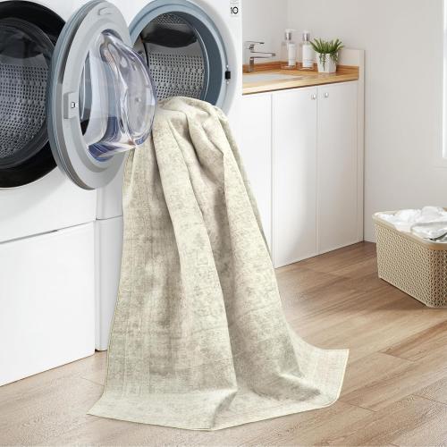 zesthome 5x7 Area Rugs - Ultra-Thin Washble Rug, Stain Resistant Anti Slip Backing Rugs for Living Room,Bedroom, Vintage Home Decor Area Rug (Beige/Grey,5'x7')