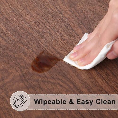 misaya Round Fitted Tablecloth with Elastic Edge, 100% Waterproof Oil Proof Plastic Table Cover, Vinyl Flannel Backed Tablecloth Fits 45-56 Round Tables for Dinner, Outdoor, Picnic, Oak Wooden Grain