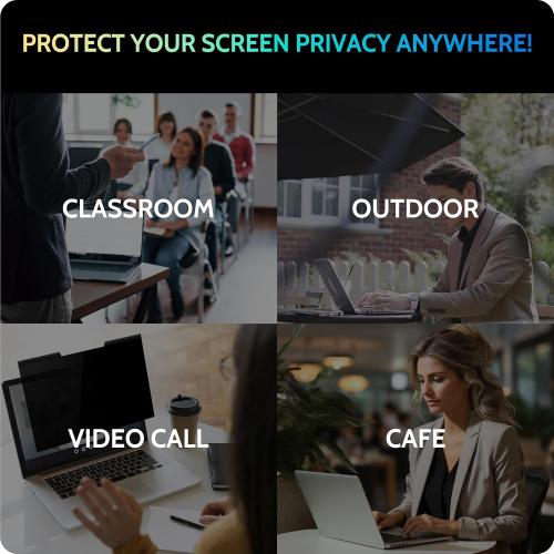 Magnetic Laptop Privacy Screen 14 inch for 16:10 Computer Monitor, 14 Removable Anti Glare Protector Blue Light Filter Shield Compatible with Lenovo Hp Dell Acer Asus Thinkpad Envy Xps