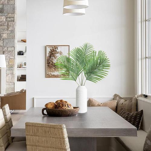 ‼️ONLY 6 PCS‼️ Large Artificial Palm Leaves Palm Fronds Tropical Leaves Areca Palm Branches Palm Leaves with Stem Palm Tree Leaves Faux Palm Leaves for Floral Arrangement Fake Leaves Palm Leaf Decor