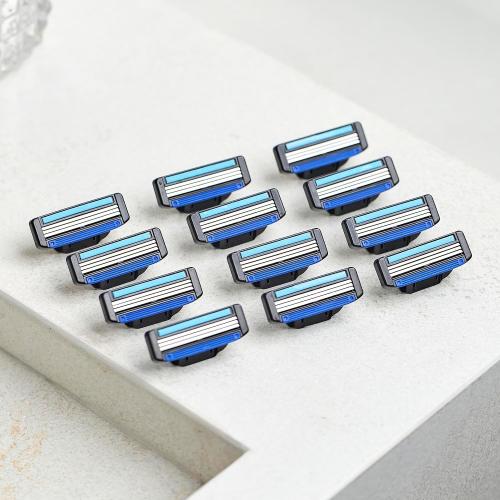 Razor 3 for Men - Replaceable Cartridges for Manual Shaving Razor - 3-Blade Technology Refills - Fits Gillette Mach3 - Soft Shave Sharp Blades - Cost-effective Refill (12 refills)