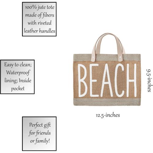 Santa Barbara Design Studio Hold Everything Waterproof Jute Tote Bag, Mini, Beach