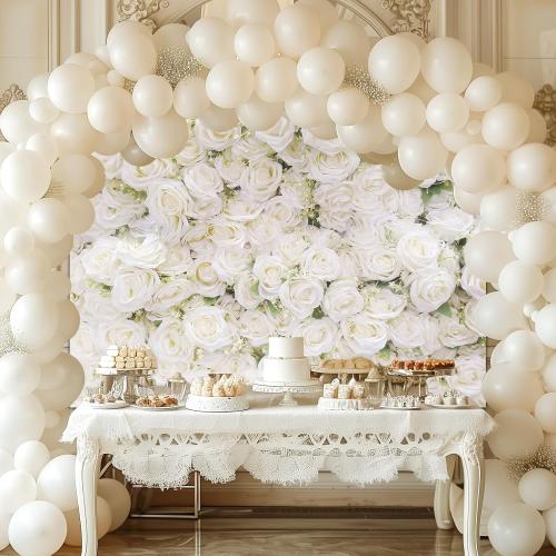 Size 7x15 Color White Avezano White Flower Backdrop for Party Photoshoot Wedding Floral Wall Bridal Shower Party Decoration Photography Background White Rose Florals Backdrops Portrait Photographic Studio (7x5ft)