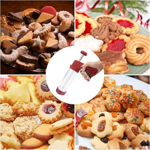 45PCS Cookies Press Gun Kit Set,DIY Cookie Maker With 16Cookie Discs,Icing Tips,Cleaning Brushes,EVA Piping Bags,Cookies Decorating Kit Baking Tool For Biscuit Making,Cakes Decorating For Any Holidays