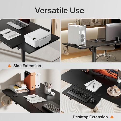 PEGZONE Desk Extender Tray, 28 x 12 Clamp On Desk Shelf, Desk Extension with Laptop Holder, Table Desk Arm Rest, Clamp On Keyboard Tray for Office and Home, Workstation Organizer, Large, Black
