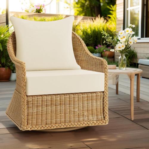 puredown® Outdoor Seat Cushions 24 X 24 X 5.75 Inch, Waterproof & Fade Resistant Patio Furniture Replacement Cushions with Removable Cover for Chair, Sofa, Couch, Wicker, Beige