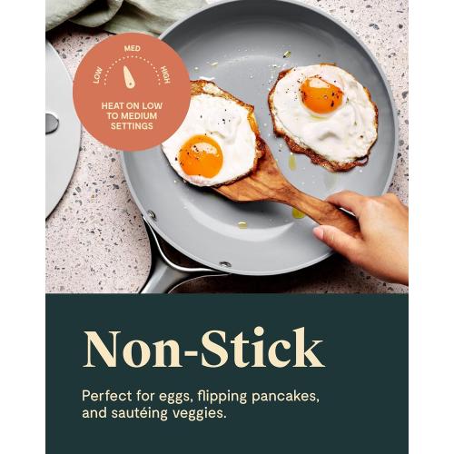 Caraway Nonstick Ceramic Mini Fry Pan (1.05 qt, 8) - Non Toxic, PTFE & PFOA Free - Oven Safe & Compatible with All Stovetops (Gas, Electric & Induction) - Cream