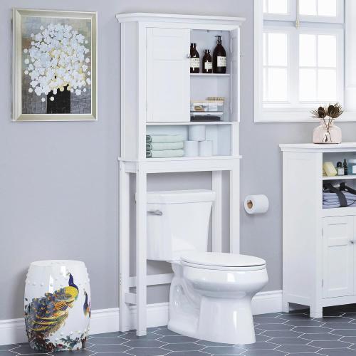 Spirich Over The Toilet Storage Cabinet, Bathroom Shelf Over The Toilet, Over Toilet Bathroom Organizer (White)
