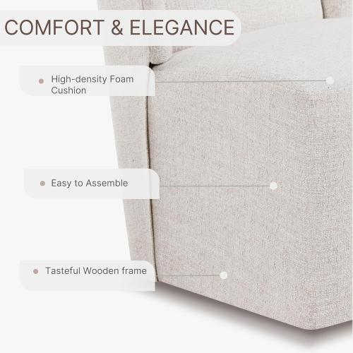 Upholstered Dining Chairs Set of 1 with Casters, Wingback Modern Side Armless Deskchair with Rollers for Diningroom Bedroom Livingroom Reading Room, Linen Fabric