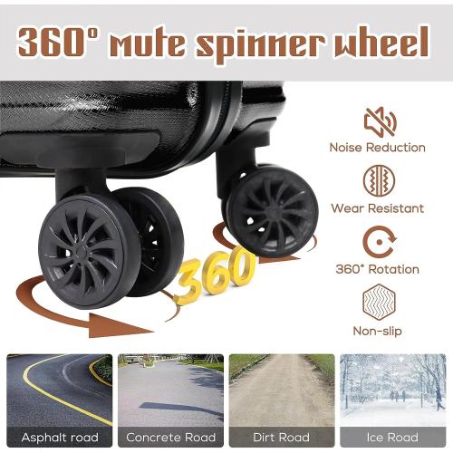 Luggage Small ABS hardshell Spinner Wheels Luggage Carry on Suitcase (Black)