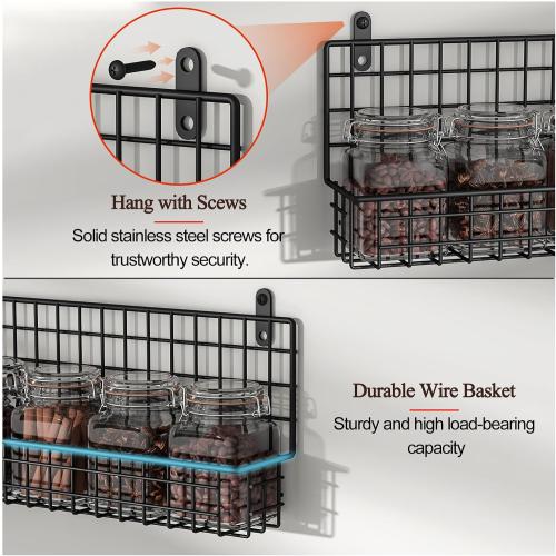 X-cosrack 4 Pack Spice Rack Wall Mount, Upgraded Connectable Seasoning Organizer for Space-Saving, Hanging Spice Storage for Cabinet/Pantry Door (Patent:USD909138S)