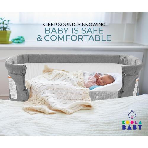 KoolerThings 3 in 1 Baby Bassinet, Bedside Sleeper, & Playpen, Easy Folding Portable Crib (Grey)- KoolaBaby (Bassinet)
