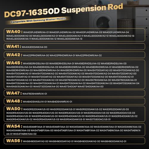 Washer Suspension Rods for Samsung WA50T5300AC/US WA50R5400AV/US WA45T3400AW/A4 WA50R5200AW/US WA45N3050AW/A4, Replace DC68-03172B-03 DC68-03172C DC97-16350D Suspension Rods