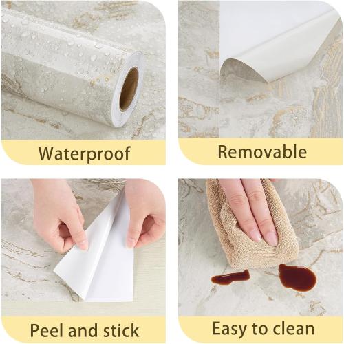 Large Gold Marble Contact Paper for Countertops 24 x 394 Shiny Marble Counter Top Peel and Stick Waterproof Wallpaper Vinyl Wrap Removable Granite Contact Paper for Kitchen Cabinets Desk