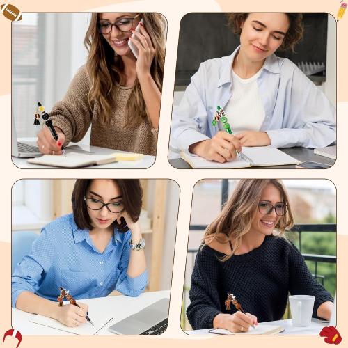 COcnny Football Beadable Pens Set - 14 Set Autumn Rugby DIY Ballpoint Pen Making Kit with Bead Craft, Sport Party Beaded Bulk Charm Tassel Supplies for Women School Students Office Gift